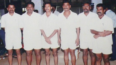 Santhan alias T Suthendiraraja (second from right) is a Sri Lankan national and was one of the seven persons set free by the Supreme Court in 2022 after they served over 20 years of jail term in connection with the killing of the former prime minister near here in 1991.
