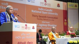 Vice President of India, Jagdeep Dhankhar was present as the Chief Guest at the IGNOU's 37th convocation