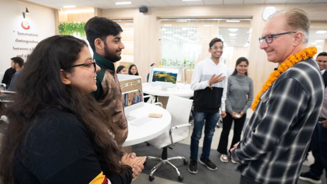 Greg Joswiak, Senior Vice President (Worldwide Marketing), Apple, at the Galgotias University campus in Greater Noida. (Photo credit: Apple)