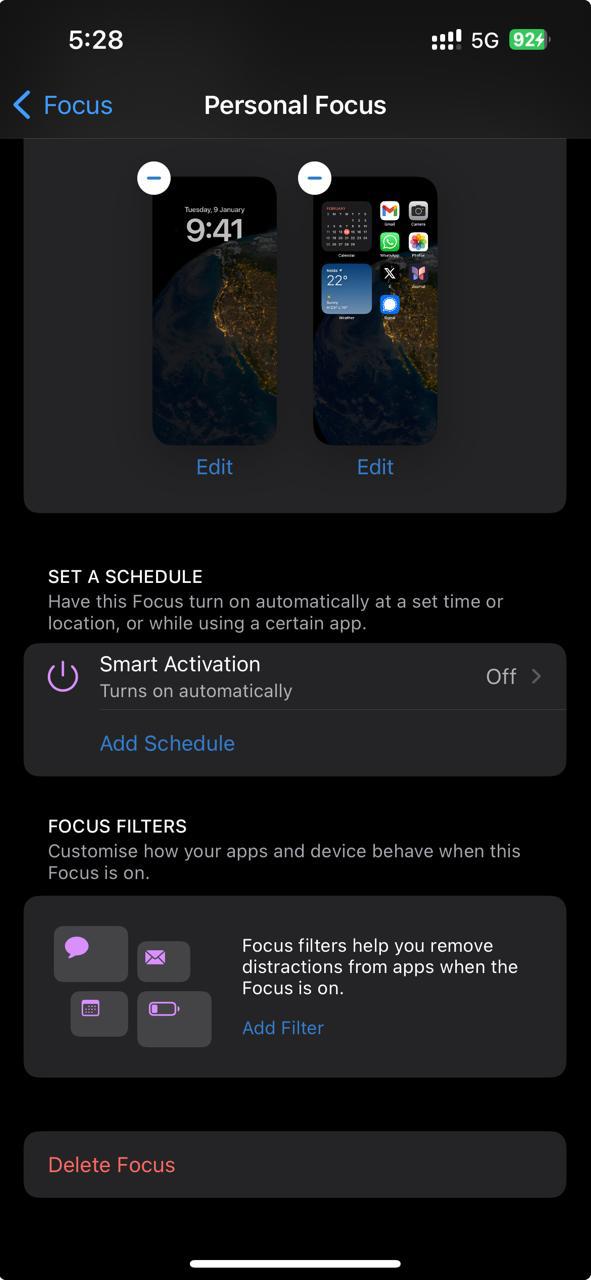 iphone focus schedule