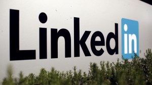 FILE PHOTO: The logo for LinkedIn Corporation is shown in Mountain View, California