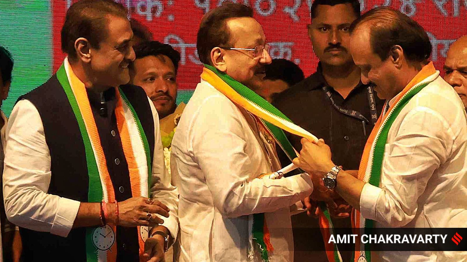 Congress leader Baba Siddique formally joined NCP led by Dy CM Ajit Pawar faction at Bandra. (Express Photo by Amit Chakravarty)