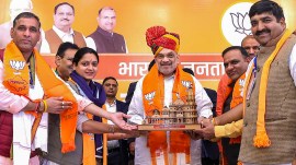 Amit shah Address BJP workers in Udaipur, Amit Shah targets Congress, welfare works for poor, amit shah news, dynastic politicsm, BJPs public welfare works, indian express news