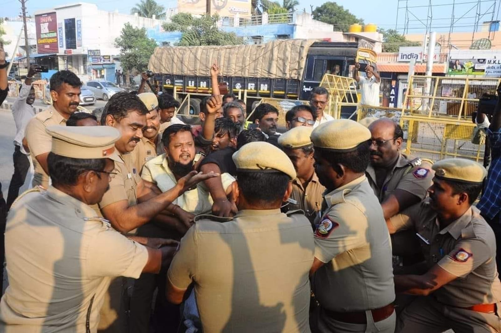 On Wednesday, TMJK members raised slogans against Sivakarthikeyan and Kamal Haasan, urged the police to invoke the Goondas Act against the two actors