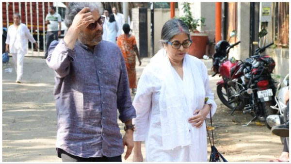 Vishal Bhardwaj and Rekha Bhardwaj at Pankaj Udhas's funeral