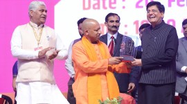 Yogi Adityanath, Union Minister Piyush Goyal, foreign investment in Uttar Pradesh, FDI, Fortune Global 500 Policy, Fourth Ground Breaking Ceremony, indian express news