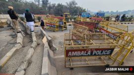 Haryana Police sealed the National Highway at the entry point of Ambala on Chandigarh road.