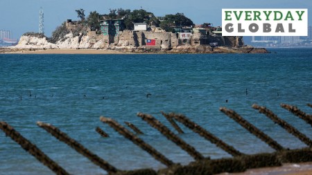 Grey zone warfare: Shiyu or Lion Islet, which is part of Kinmen County, one of Taiwan's offshore islands, is pictured with China's Xiamen in the background, in Kinmen, Taiwan February 21, 2024.