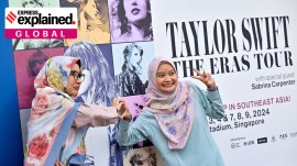 Taylor Swift's fans, or Swifties, pose for a picture at the National Stadium during Swift's Eras Tour concert in Singapore March 2, 2024.