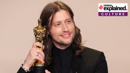 Ludwig Göransson poses with the Oscar for Best Original Score for "Oppenheimer" in the Oscars photo room at the 96th Academy Awards in Hollywood, Los Angeles, California, U.S., March 10, 2024.