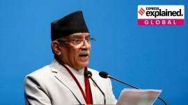 Nepal's Prime Minister Pushpa Kamal Dahal delivers a speech at parliament in Kathmandu, Nepal January 10, 2023.