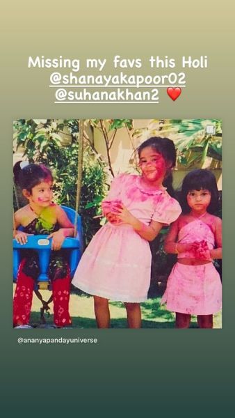 Retroceso de Ananya Panday Holi con Shanaya Kapoor y Suhana Khan