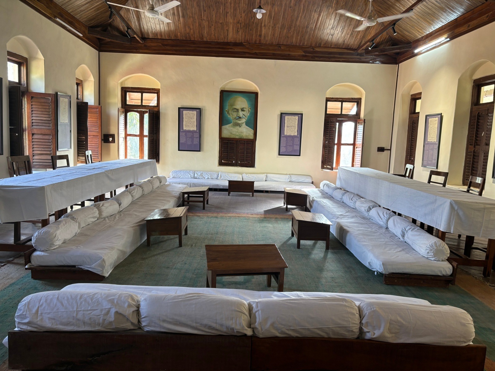The low-seating conference room on the first floor of the ashram. Nirmal Harindran