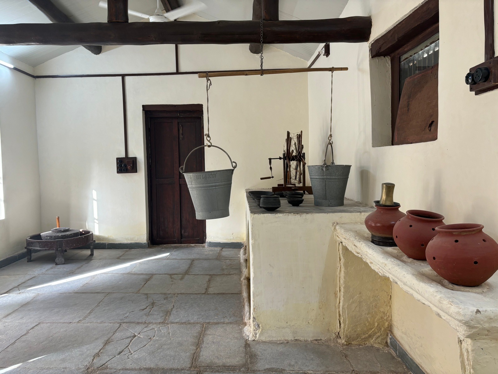 The kitchen is in a separate building on the rear side of the ashram. Nirmal Harindran