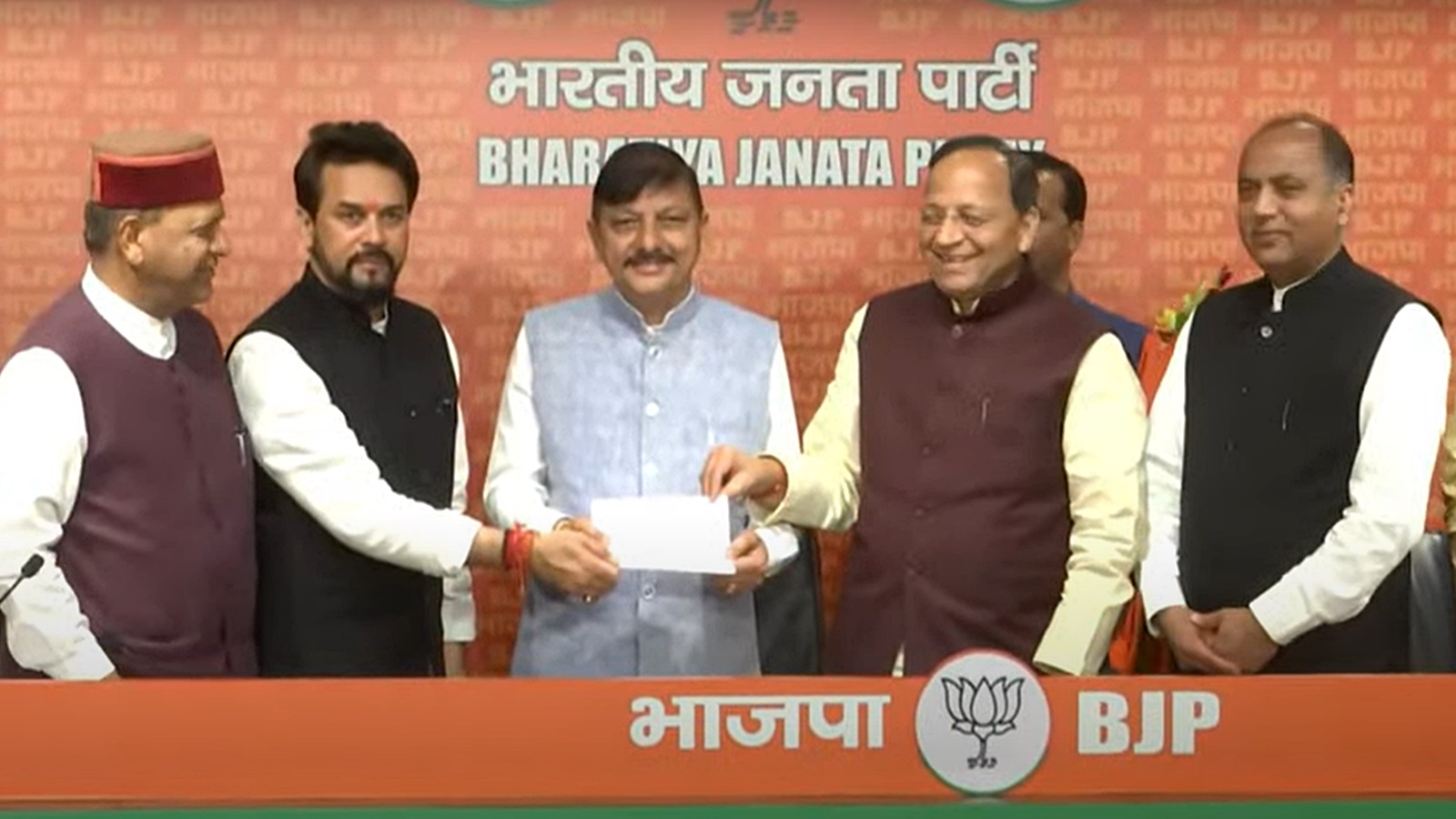 Six former Himachal MLAs, disqualified by Congress, join BJP - Vimarsana News