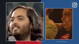 Mukesh Ambani gets emotional during his son Anant's speech