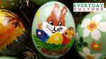 Easter egg with a rabbit painted on it.