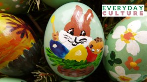 Easter egg with a rabbit painted on it.