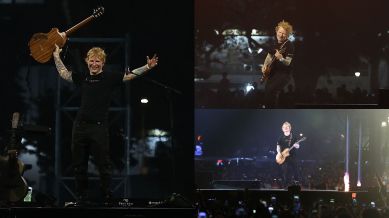 Ed Sheeran performs at a live concert in Mumbai