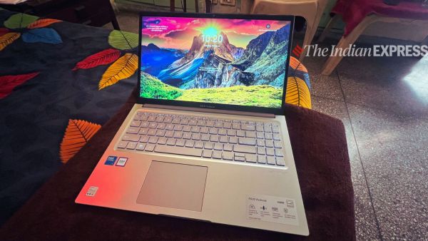 The new Vivobook comes with a 15.6-inch Full HD IPS panel that delivers crisp visuals with a 1920x1080 resolution. (Bijin Jose / Express photo) 