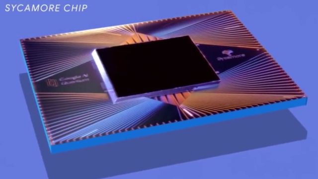 A Google Sycamore quantum chip built by the company's AI division can be seen here. (Google via Wikimedia Commons)