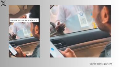 Beggar uses QR code for alms