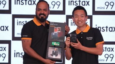 Fujifilm's Koji Wada and Arun Babu unveiling the Instax Mini 99. (Fujifilm)