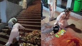 Janhvi Kapoor is seen climbing the stairs of Tirupati Balaji Temple on her knees, in a vlog shared by Orry.