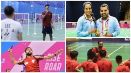 (Clockwise from top left) Shlok Ramchandran, Coach Siyadath with Sindhu, Abhishek Ahlawat, and recently-retired Sai Praneeth / Special Arrangement & Instagram