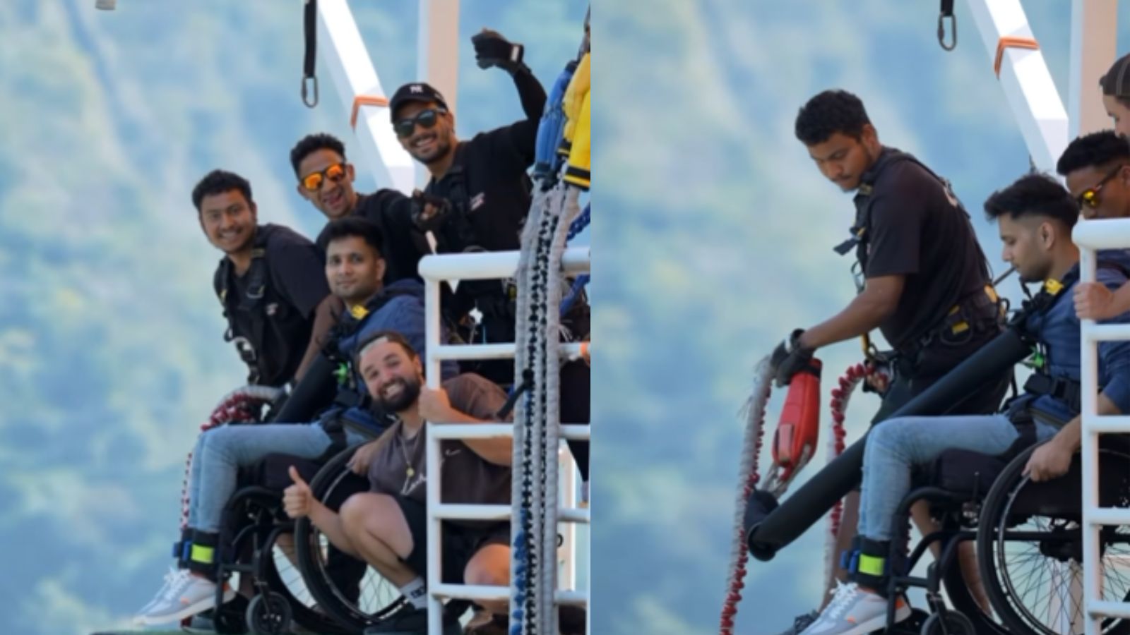 Watch: Wheelchair-bound man bungee jumps, netizens shower praises on him - Vimarsana News