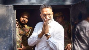 In this file photo, gangster-turned-politician Mukhtar Ansari being produced at district court, in Prayagraj. (PTI)