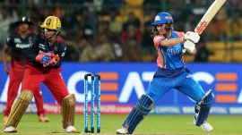 Mumbai Indians' Amelia Kerr plays a shot during the Women's Premier League (WPL) 2024 T20 cricket match between Royal Challengers Bangalore and Mumbai Indians, at M Chinnaswamy Stadium, in Bengaluru, Saturday, March 2, 2024. (PTI Photo)
