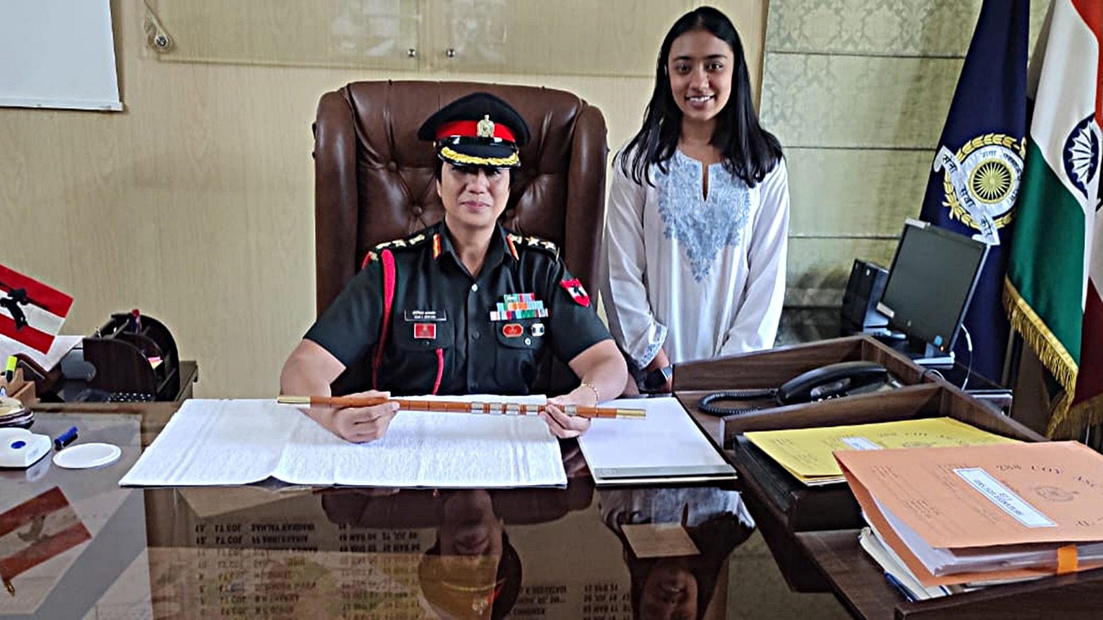 Colonel Sonia Anthak with her daughter