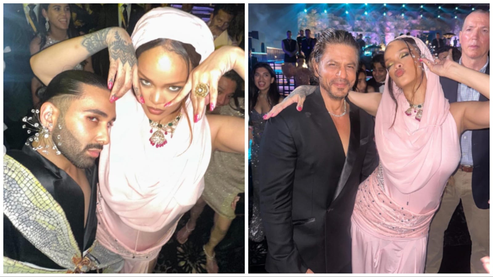 Rihanna Flaunts Earrings Ted By Orry As She Poses With Shah Rukh Khan At Ambani Pre Wedding