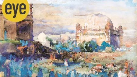 The 1943 translucent watercolour Gol Gumbaz proves Raza's prowess with the brush as also his ability to play between light and form