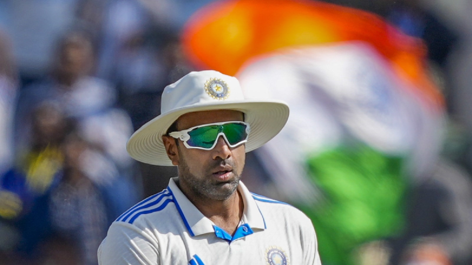 Ashwin on the first day of the fourth Test cricket match between India and England, at the JSCA International Stadium Complex, in Ranchi, Friday, Feb. 23, 2024. (PTI Photo)