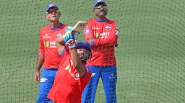 Mullanpur Stadium: Delhi Capitals captain Rishabh Pant during a practice session at New PCA stadium in Mullanpur near Chandigarh. Express Photo by Kamleshwar Singh