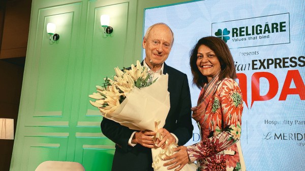 Michael Sandel with Dr Rashmi Saluja, Chairperson, Religare Enterprises Limited
