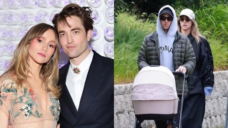 Robert Pattinson and fiancé Suki Waterhouse were stopped with a pink baby stroller in Los Angeles (Photos: X/@pattinsonphotos)