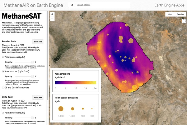 Sample MethaneSAT Data - Credit Google Earth Engine