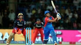 DC batter Shafali Verma plays a shot during WPL-T20 final cricket match between Delhi Capitals and Royal Challengers Bangalore at the Arun Jaitley Stadium, in New Delhi.