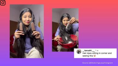 Woman uses chocolate ice cream to colour hair