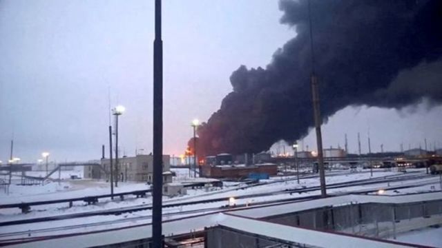 Ukrainian Drone attack on Russian refinery