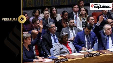 British Representative to the United Nations Barbara Woodward and Algeria’s Representative to the United Nations Amar Bendjama vote in favour, during a vote on a Gaza resolution that demands an immediate ceasefire for the month of Ramadan leading to a permanent sustainable ceasefire, and the immediate and unconditional release of all hostages, at U.N. headquarters in New York City, U.S., March 25, 2024.