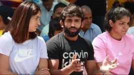 WFI Protest Wrestlers Bajrang Punia, Vinesh Phogat and Sakshi Malik