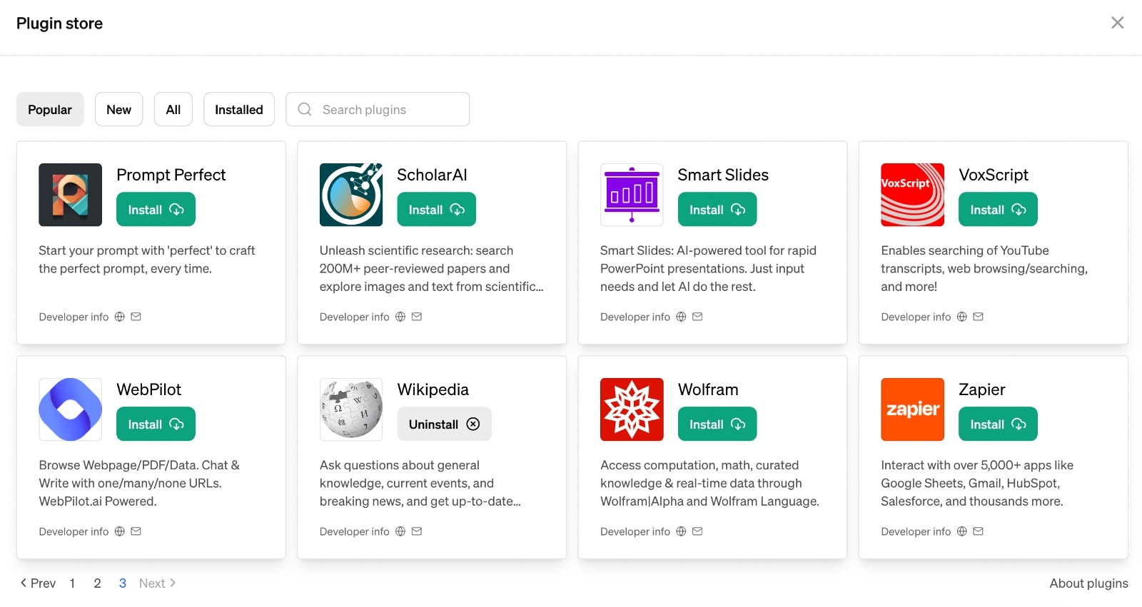 ChatGPT Plugin store