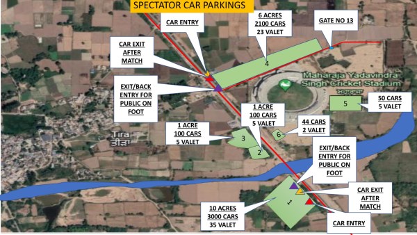Parking details for Punjab Kings fans at Mullanpur Stadium
