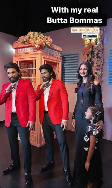 Allu Arjun meets his wax statue at Madame Tussauds, daughter Arha strikes Pushpa’s iconic pose. Watch - The Indian Express