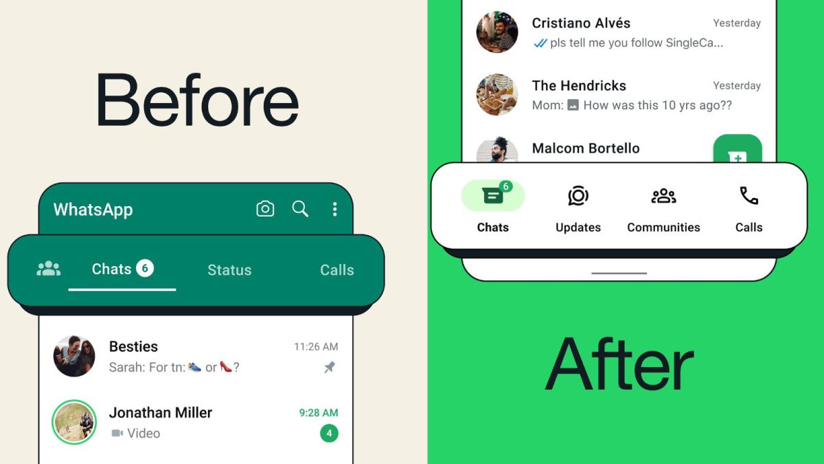 This could make the WhatsApp navigation bar more accessible when using a smartphone with one hand. (WhatsApp via X.com)