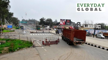 India-Pakistan border: A view of closed gate of the Attari Wagah Joint Check Post in 2020.